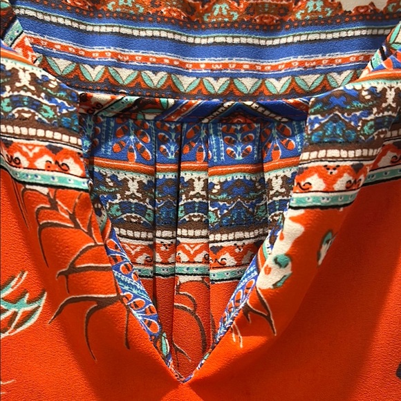 DR2 brand Floral V-Neck Blouse - Red and Blue Spring Summer TOP - Picture 7 of 16